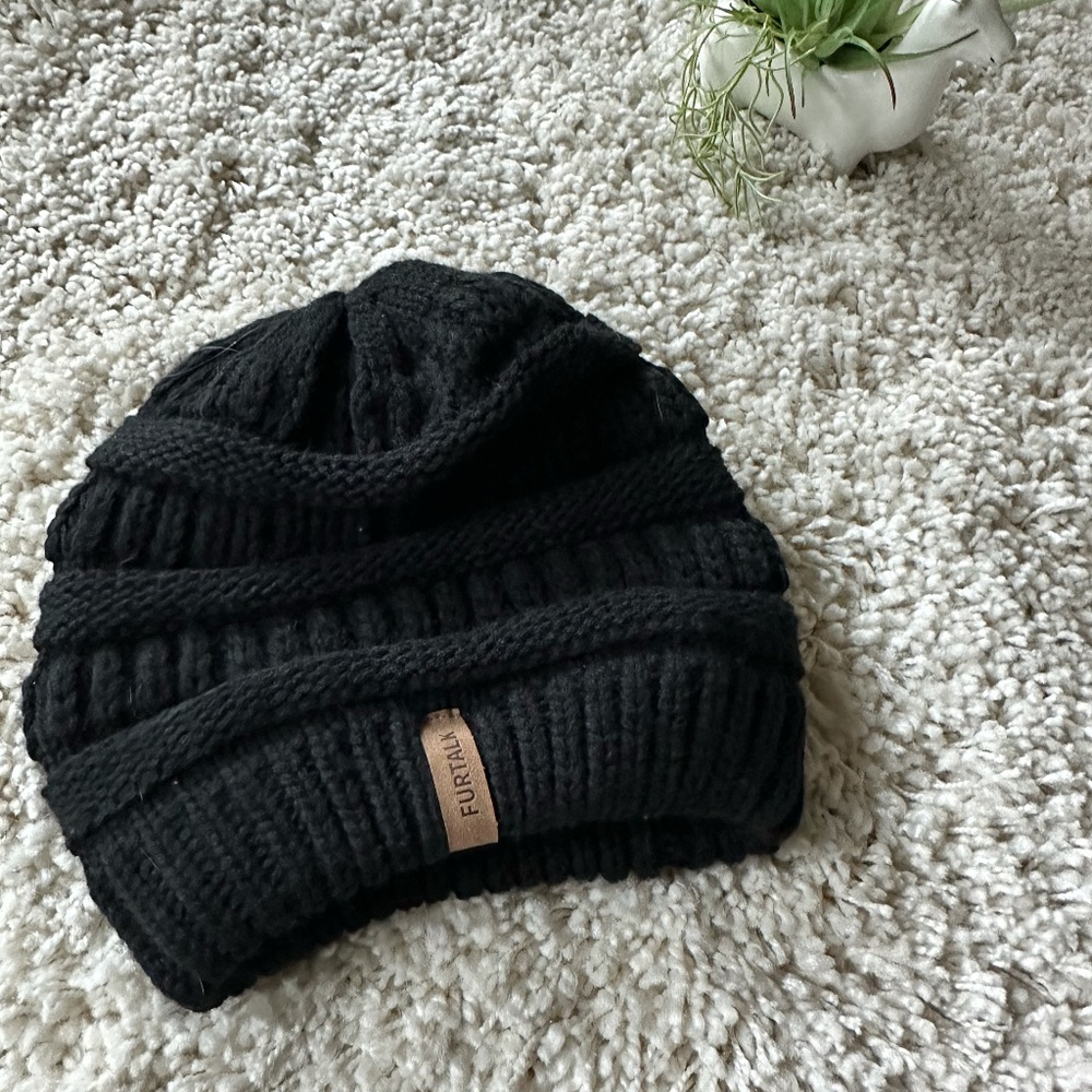 Furtalk adorable thick weave knitted dark grey durable warm threaded bea…